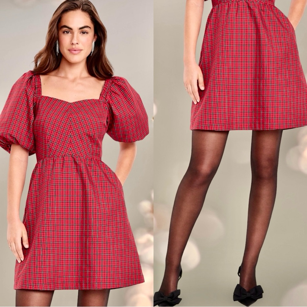 NWT Elegant Red Plaid Dress